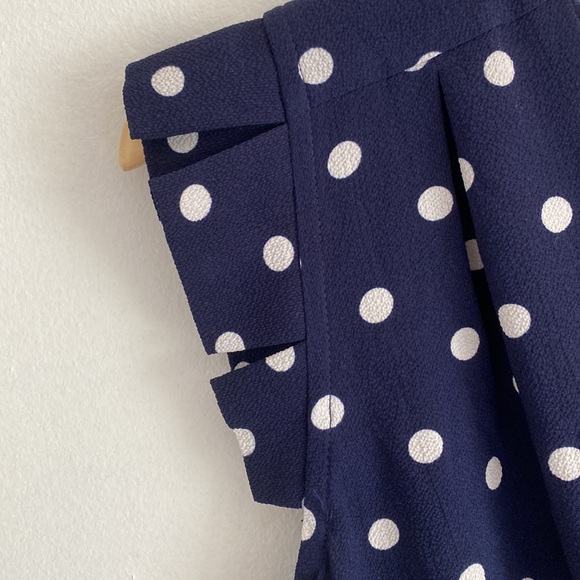 Monteau Navy blue with white Polka dot dress. Size M - Picture 4 of 9